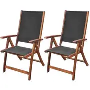 Folding Garden Chairs 2 pcs Solid Acacia Wood and Textilene