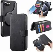 RUNGOS for iPhone 16e Case MagSafe, with Detachable Magnetic Wallet (3 Card Holder & Cash Pocket, RFID Blocking Folio Flip PU, Phone Stand) 12Ft Shockproof for iPhone 16e Wallet Case