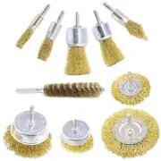 Tough Brass Coated Wire Brushes in a Practical Drill Accessory Set of 10