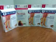 TRUFORM Unisex Closed Toe Below Knee Dot Band 30-40mmHg Beige Large Lot of 4 New