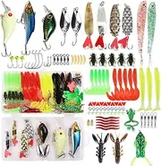 94Pcs NUZAMAS Fishing Lure Kit Bait Tackle Kit Fishing Accessories Tackle Tool Box for Fly Fishing Wet Flies Bass Trout Salmon Freshwater and Saltwater