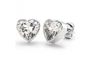 Solid 925 Sterling Silver Heart Bezel Studs Clear