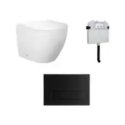 Zumi Venus Rimless Floor Pan With Square Stainless Steel Matt Black Flush Plate WELS 4 Star 4.5L/Full