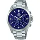 CASIO EDIFICE 經典極簡三針三眼計時紳士腕錶-藍面(EFV-630D-2A)/43.9mm