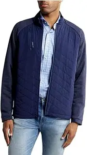 [johnnie-O] Men's Weller Lightweight Mixed Media Fleece Jacket, Navy