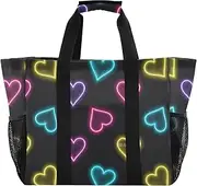 [sanluoli] Bag For Trunk Collapsable Beach Bag Tote Sandproof Canvas Carrying Tote, Neon Cololove Reds, 1 size