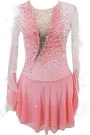 [Zagitova] Figure Skating Dress for Girls Gradient Women Ice Team Competition Dance Clothing Zipper with Shiny Rhinestone