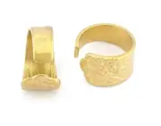 Spoon Ring Flower Patterned Adjustable Ring Raw Brass (18mm 8US inner size) 2543