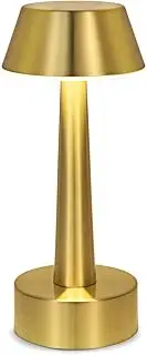 Rechargeable Cordless Table Lamp, Portable Battery Operated Touch 3 Way Dimmable Metal Industrial Gold Lamps, Bedside Night Light for Bedroom, Living Dining Room, Restaurant, Bar, Hotel, Home