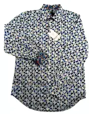 Robert Graham Shirt Mens Small Dormer Long Sleeve LS White Print Sport $198