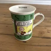 Danbury Mint Peanuts by Charles Schulz Calendar Mug Snoopy Coffee Cup December