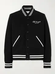 [Sporty & Rich] Sporty & Rich - + The Carlyle Embroidered Striped Wool-blend Felt Varsity Jacket - Black - small small Black