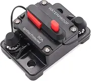Labymos 50 Amp Circuit Breaker for Marine Trolling Motors Boat ATV Manual Power 12V-42VDC with Manual Reset Waterproof Inline Fuse Inverter (50A)