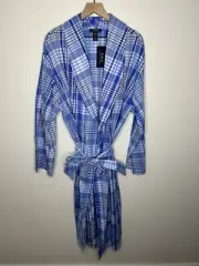 Polo Ralph Lauren Mens Blue White Plaid Sleepwear Robe Small / Medium NWT L7