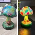 ​​​Stained Glass Resin Plant Series Table Lamp Bohe Mushroom Night Lights Decor