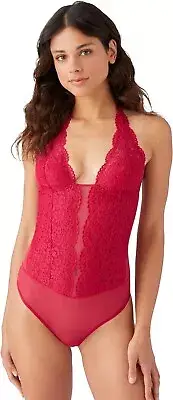 b.tempt'd by Wacoal Women's Ciao Bella Halter Thong Bodysuit, Persian Red, Large
