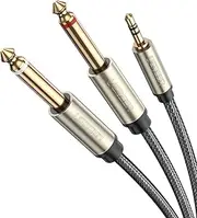 UGREEN 3.5mm 1/8" TRS to Dual 6.35mm 1/4" TS Mono Stereo Y-Cable Splitter Cord Compatible for iPhone, iPod, Computer Sound Cards, CD Players, Multimedia Speakers and Home Stereo Systems, 5M