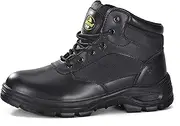 [SAFETOE] Men's Military Tactical Boots 6" Steel Toe Work Safety Boots with Side Zipper Lightweight Army Combat Boots