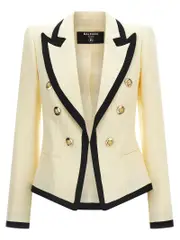 [Balmain] Balmain-Maxi Shoulder Strap Blazer Blazers Bianco/Nero-Donna 40FR