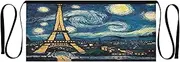 [Joitme] Paris Eiffel Towel Starry Night Waist Apron, Restaurant Aprons for Servers, Kitchen Aprons, Paris Eiffel Towel Starry Night
