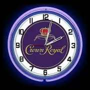 19" Crown Royal Whisky Logo Sign Purple Double Neon Clock Man Cave Bar Garage
