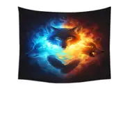 Inner Fight Ice Fire Wolves Tapestry