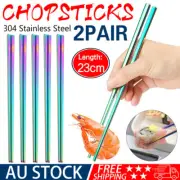 2x Titanium-plated Rainbow Stainless Steel Chopsticks Dishwasher Safe Tableware