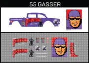 HotWheels(1/64), 55 Gasser "The Phantom" Waterslide, Printed White First, Decals