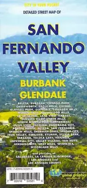 Detailed Street Map San Fernando Valley & Burbank, Glendale California GMJ 2022