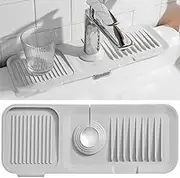 Silicone Sink Faucet Mat Splash Guard,1Pc Silicone Draining Mat Sink Splash Guard Mat for Kitchen Sink,Silicone Sink Faucet Mat Splash Guard, Silicone Faucet Splash Guard Sink Splash Guard,Light Grey