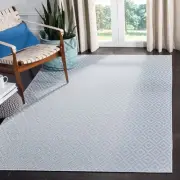 Bermuda Collection Area Rug - 3' Square, Light Blue & Cream, Geometric Design...