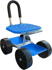 Garden Stool with Wheels | Adjustable Garden Cart with Wheels for Planting - 360 Degree Swivel Gardening Chair Tool Tray for Outdoor Planting Weeding