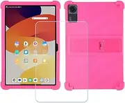 TPU Cover for Lenovo Idea Tab Pro + HD Tempered Glass, Silicone Shell Bumper Protective Back Case - 9 Hardness Anti-Scratch Screen Protector (12,7") - Rosered