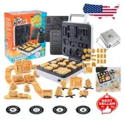 Build-A-Train Waffle Maker with 4 Removable Plates for Creative Kids' Breakfast