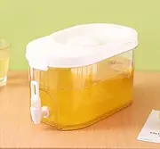 ZNZNANG Plastic Fridge Drink Dispenser, Beverage Dispenser,Small Bucket Cold Kettle for Home Kitchen Party Bar (White rectangle)