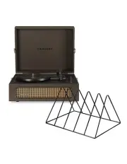 [Crosley] Voyager Bluetooth Portable Turntable - Cocoa + Gadhouse Vinyl Rack Bundle - Black