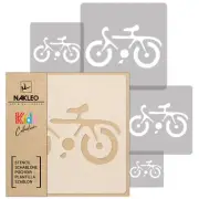 5x reusable PLASTIC Stencils / 13.4" to 3.5"/ Nursery KIDS Template / BIKE