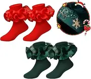 [ZQGOFPT] Girls Ruffle Socks Toddler Girls Lace Sock Baby Girl Big Double Lace Ruffle Turn Cuff Socks Toddler Dress Socks