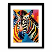 Two Zebra Modern Art Animal Canvas Framed Art