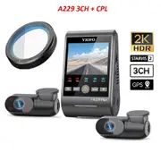 VIOFO A229 Plus 3CH Dashcam Sony Starvis2 2K Front+2K Rear+1080P Interior Camera + CPL