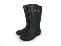 在飛比找樂天市場購物網優惠-MIT台灣製 時尚雨靴 側邊單飾釦 防水百搭黑色中筒膝下防水
