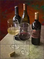Ceramic Tile Mural Kitchen Backsplash Miller Wine Vino Art DMA2045