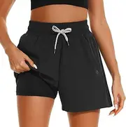 [HODOSPORTS] Women's 4'' Swim Shorts Quick Dry Board Shorts with Boxer Liner Pockets Swimsuit Bottoms