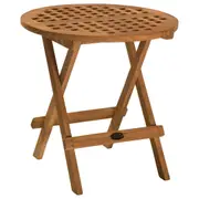 Round 50cm Folding Teak Picnic Table, Natural Natural Teak