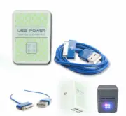 20 4 USB PORT WALL ADAPTER+3FT CABLE CORD CHARGER SYNC BLUE FOR IPHONE IPOD IPAD