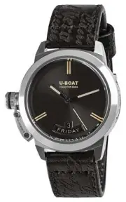 U-Boat Classico Vintage Automatic Steel Gray Leather Day/Date Mens Watch 8891