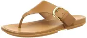 FitFlop™ Womens Gracie Buckle Leather Toe-Post Sandal, Light Tan, Size 8