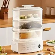 900W Digital Food Steamer, 3 Tier Vegetable Steamer, Multi Functional Household Electric Steamer, with 12L Capacity, Auto Shut-Off and 60-Minute Timer, for Cooking Veg, Meat, Fish & Rice