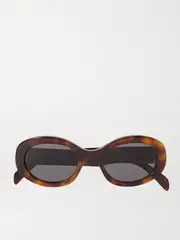 [CELINE Eyewear] CELINE Eyewear - Triomphe Oval-frame Acetate Sunglasses - Tortoiseshell - One size One size Tortoiseshell