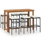 7-Piece Outdoor Bar Set Garden Patio Dining Stools Chairs Table Rattan Furniture